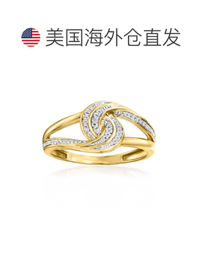 自营 Ross-Simons 14kt 黄金钻石互锁漩涡戒指 - 白色 美国奥莱直