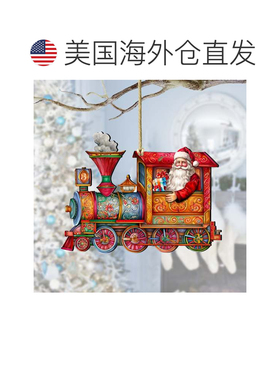 自营G. Debrekht 设计的圣诞老人火车木制装饰品 - 多色 美国奥莱