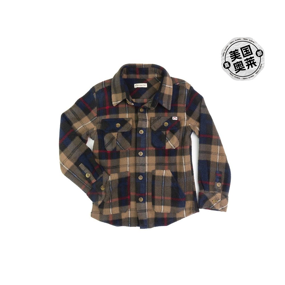 自营appamanBoys' Snow Fleece Shirt In Navy/khaki Plaid - nav - 图0