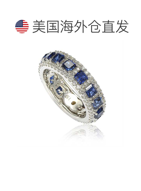 自营Suzy Levian 纯银蓝宝石和钻石现代永恒戒指 蓝色 美国奥莱直