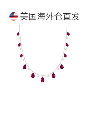 自营ross-simons925 纯银罗斯-西蒙斯红宝石和养殖珍珠吊坠项链 -