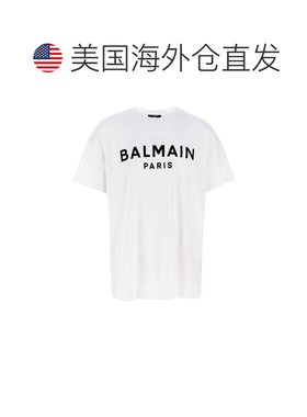 自营Balmain Men's Logo T-Shirt - white/black 美国奥莱直发