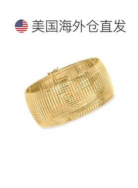 自营Ross-Simons 意大利 18kt 黄金镀纯银钻石切割抛光欧米茄手链