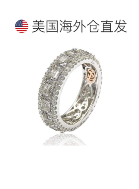 自营 Suzy Levian 纯银立方氧化锆白色现代永恒戒指 - 白色 美国