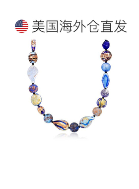 自营Ross-Simons 意大利蓝色穆拉诺玻璃珠项链 18 克拉金 18 英寸