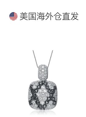 自营 geneviveGv 纯银白色和黑色方晶锆石吊坠 - 黑色 美国奥莱直