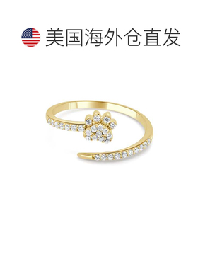 自营sabrina14K Yellow Gold Diamond Dog Paw Open Ring - yello