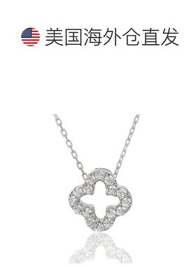 自营 Suzy Levian 方晶锆石纯银三叶草吊坠 - 白色 美国奥莱直发