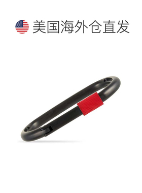 自营Calvin Klein 面不锈钢黑色 PVD 红色油漆封闭式登山扣手镯手