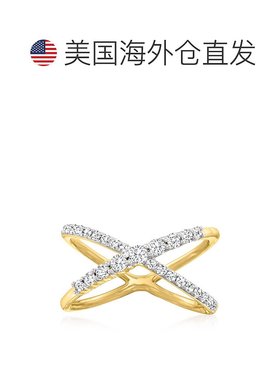 自营 14 克拉黄金 Ross-Simons 钻石十字形戒指 - 白色 美国奥莱