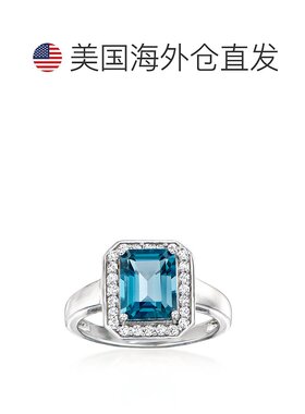 自营Ross-Simons London Blue Topaz Ring With . Lab-Grown Diam
