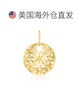 自营Ross-Simons 意大利 14kt 黄金圆形花朵吊坠 - 黄色 美国奥莱