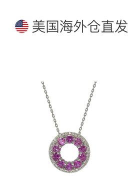 自营 Suzy Levian 纯银粉色和白色蓝宝石和钻石口音双圆圈永恒吊