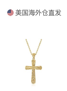 自营 Ross-Simons 14kt 黄金镂空十字吊坠项链 - 18 英寸 美国奥