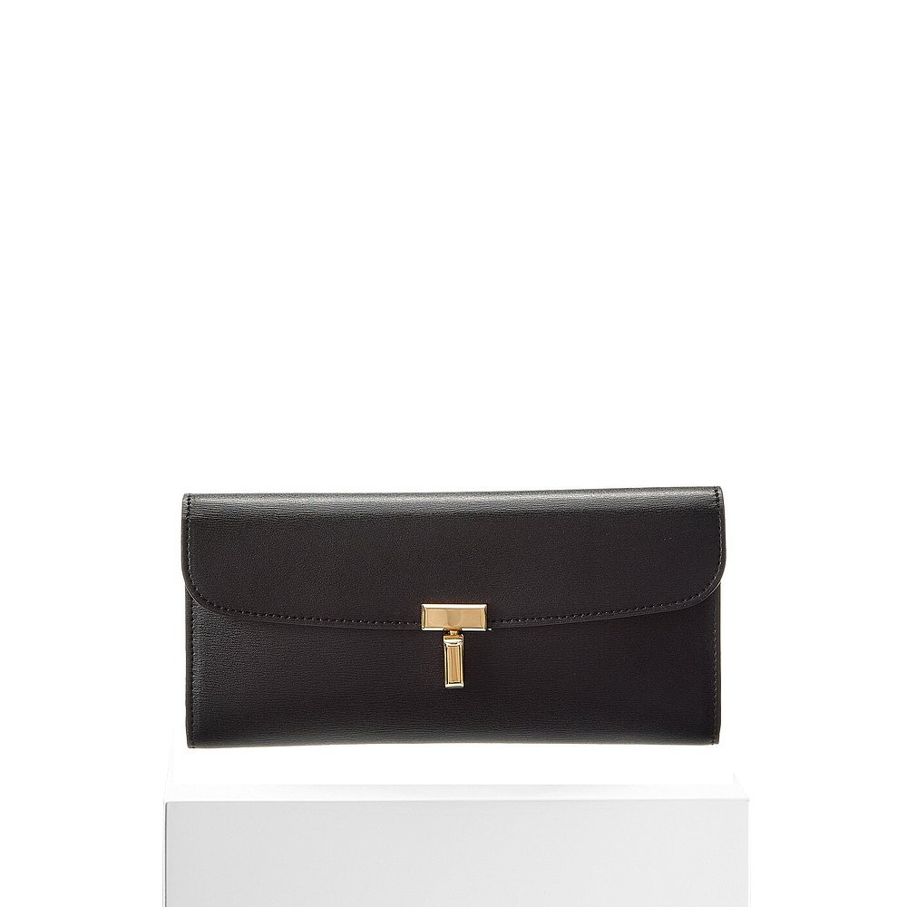 自营TOTEME T-Lock Fold-Over Leather Continental Wallet - bla - 图3