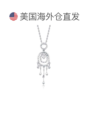 自营genevive925 纯银立方氧化锆和白色立方氧化锆悬垂吊坠项链 -