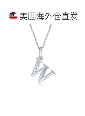 自营simona925 纯银 0.03cttw 钻石 \'H\' 初始吊坠带链 - w 美国