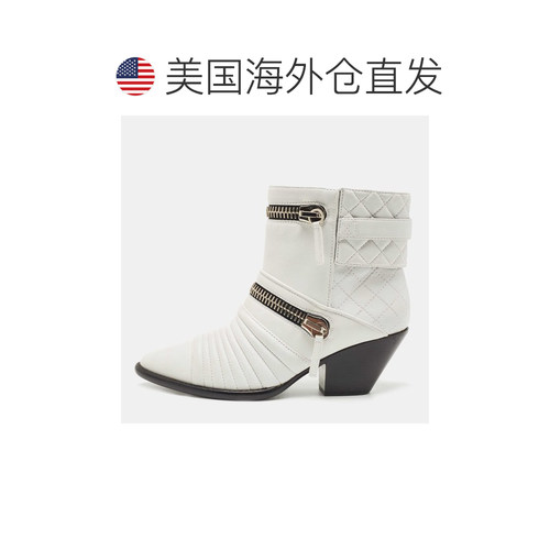 自营Giuseppe Zanotti White Leather Olinda Ankle Boots - whit - 图1