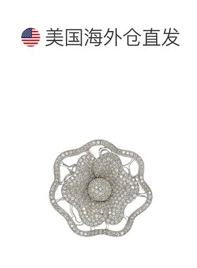 自营 Suzy Levian 微密钉纯银方晶锆石花朵戒指 - 白色 美国奥莱