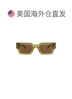自营saint laurent方形镜框回收醋酸纤维太阳眼镜-绿色绿色棕色