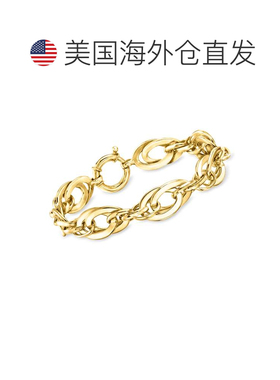 自营Ross-simons 14kt黄色镀金椭圆形链手链-7英寸 美国奥莱直发