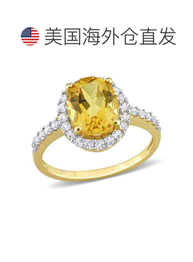 自营 mimi & max10k 金 4 CT TGW 椭圆黄水晶和人造白色蓝宝石光