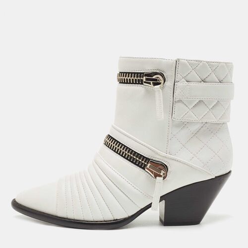 自营Giuseppe Zanotti White Leather Olinda Ankle Boots - whit - 图0