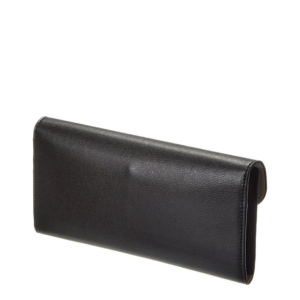 自营TOTEME T-Lock Fold-Over Leather Continental Wallet - bla - 图2