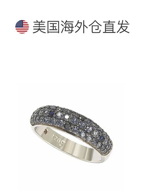 自营 Suzy Levian 纯银蓝宝石和钻石口音密钉戒指 - 蓝色 美国奥