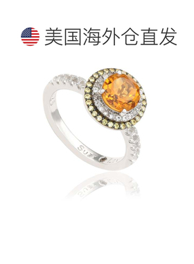 自营Suzy Levian Sterling Silver Orange Citrine Round Cut and