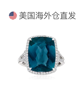 自营 ross-simons罗斯-西蒙斯伦敦蓝托帕石和 . 14kt 白金钻石戒