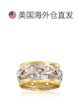 自营 Ross-Simons 意大利 2 色调纯银拜占庭式戒指 - 白色 美国奥
