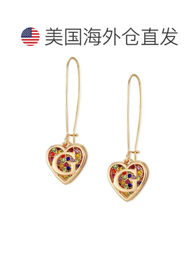 美国直邮GUESS|金色彩虹密镶徽标心形线形吊【付后1h可退】