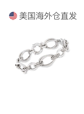 自营Ross-Simons 意大利纯银多椭圆链手链 - 7 英寸 美国奥莱直发