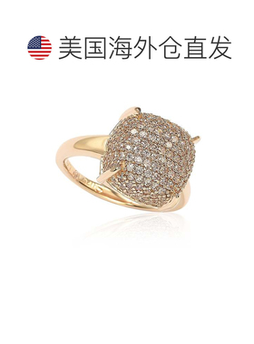 自营Suzy Levian 密镶粉色立方氧化锆玫瑰纯银戒指 粉红色 美国奥