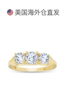 自营 pompeii31.40 克拉真正的钻石三石订婚戒指 14k 黄金 - 14k