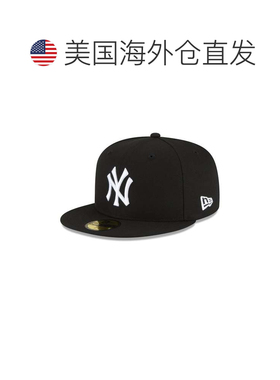 自营new era纽约洋基队黑色和白色基本5950合身帽子-黑色 美国奥