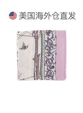 自营salvatore ferragamo粉色图案真丝羊毛混纺围巾-白色 美国奥
