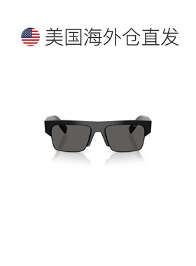 自营prada0pr D12su Bold Rectangular Black Acetate Sunglasses