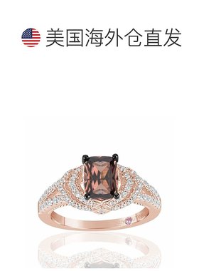 自营 Suzy Levian Rose 纯银棕色和白色立方氧化锆戒指 - 棕色 美