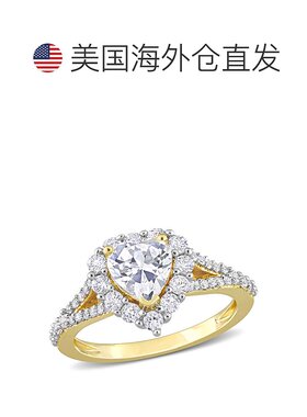 自营 mimi & max2 2/5 CT TGW 创造白色蓝宝石光环心形分裂戒环镀