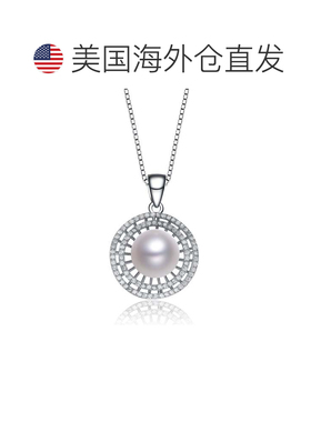 自营geneviveC.Z.纯银镀铑圆形珍珠吊坠 - 白色 美国奥莱直发