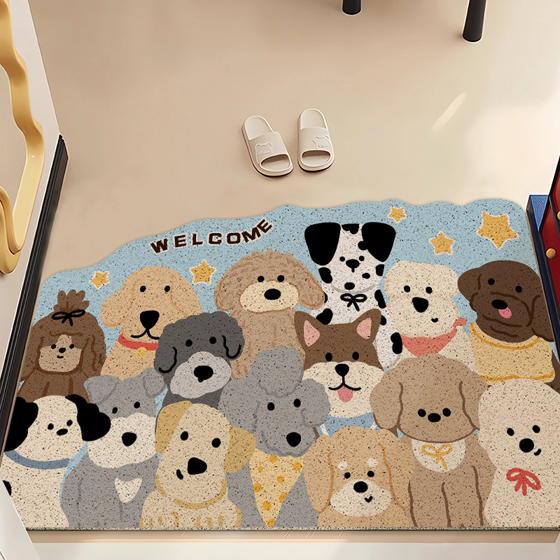 Cartoon Cute Entry Door Floor Mat Wire Circle Dust Removal Carpet