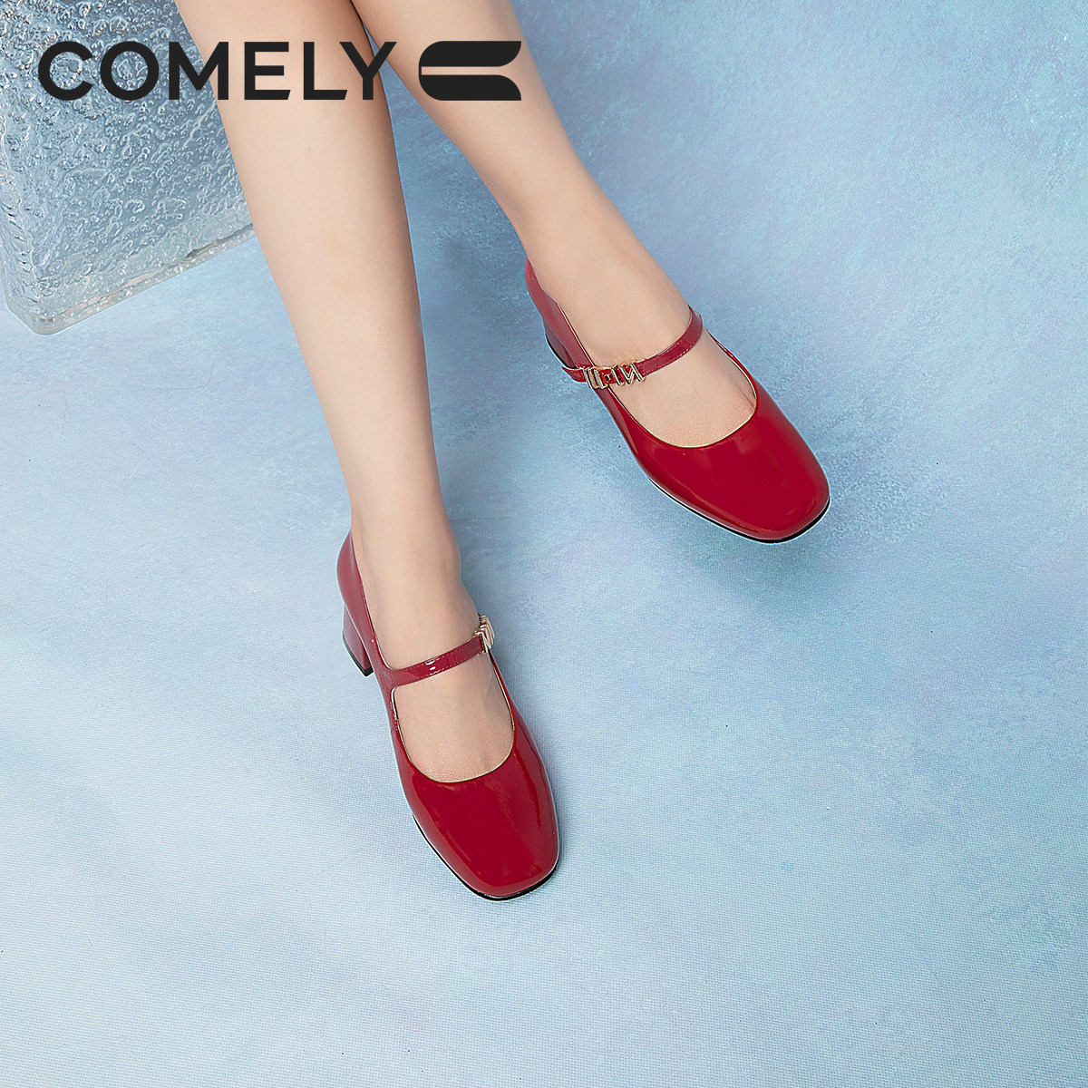 康莉商场同款粗跟玛丽珍鞋女2024秋季新款法式复古方头通勤高跟鞋,淘宝优惠券,粉丝福利购,淘宝优惠卷