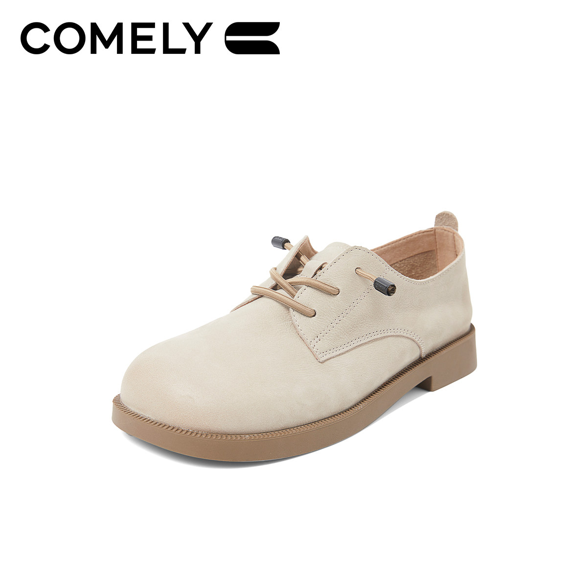 康莉牛皮小皮鞋女2024秋新款真皮深口单鞋免系带布洛克女鞋牛津鞋,淘宝优惠券,粉丝福利购,淘宝优惠卷
