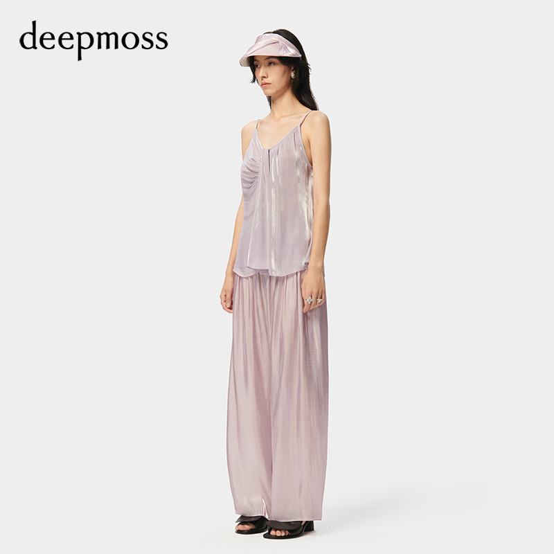 【deepmoss】2024春夏新款女装时尚休闲缎感水泽无袖上衣背心吊带 - 图1