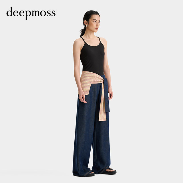 ໂສ້ງຂາຊື່ແບບ Deepmoss sky blue navy wrap