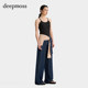 ໂສ້ງຂາຊື່ແບບ Deepmoss sky blue navy wrap