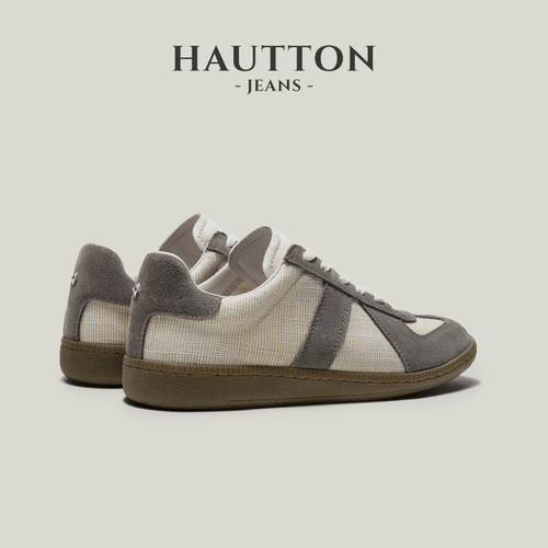 HauttonJeans透气德训鞋男款亚麻板鞋夏季男鞋2026新款复古休闲鞋 - 图2