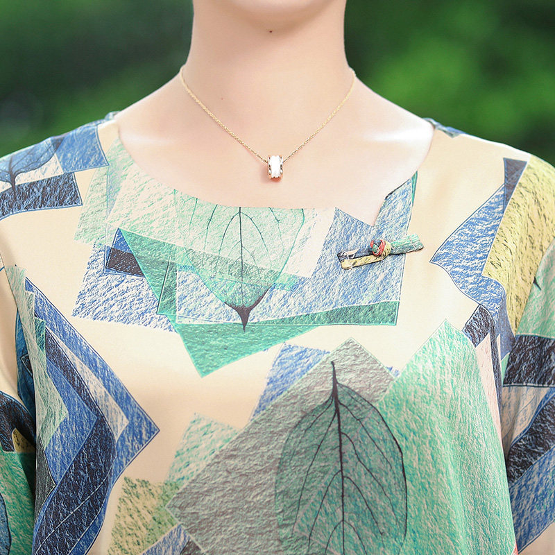 中年女装夏装中袖洋气小衫妈妈t恤 卿蓝中老年女装